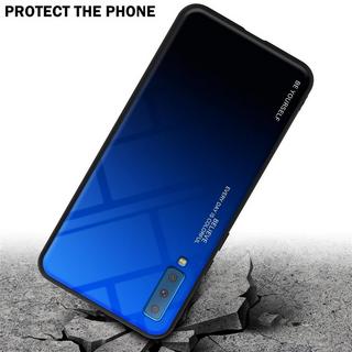 Cadorabo  Housse compatible avec Samsung Galaxy A7 2018 - Coque de protection bicolore en silicone TPU et dos en verre trempé 