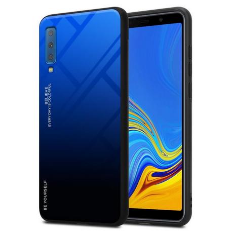 Cadorabo  Housse compatible avec Samsung Galaxy A7 2018 - Coque de protection bicolore en silicone TPU et dos en verre trempé 