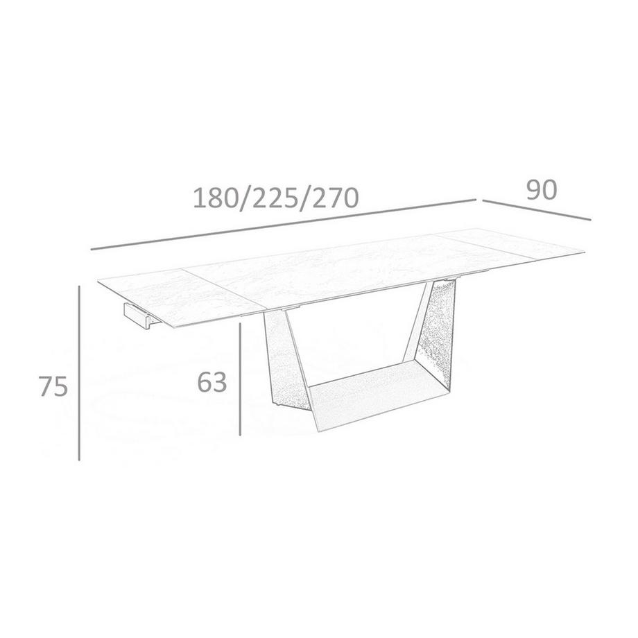 ANGEL CERDA Tavolo da pranzo allungabile rettangolare marmo porcellanato e acciaio nero  