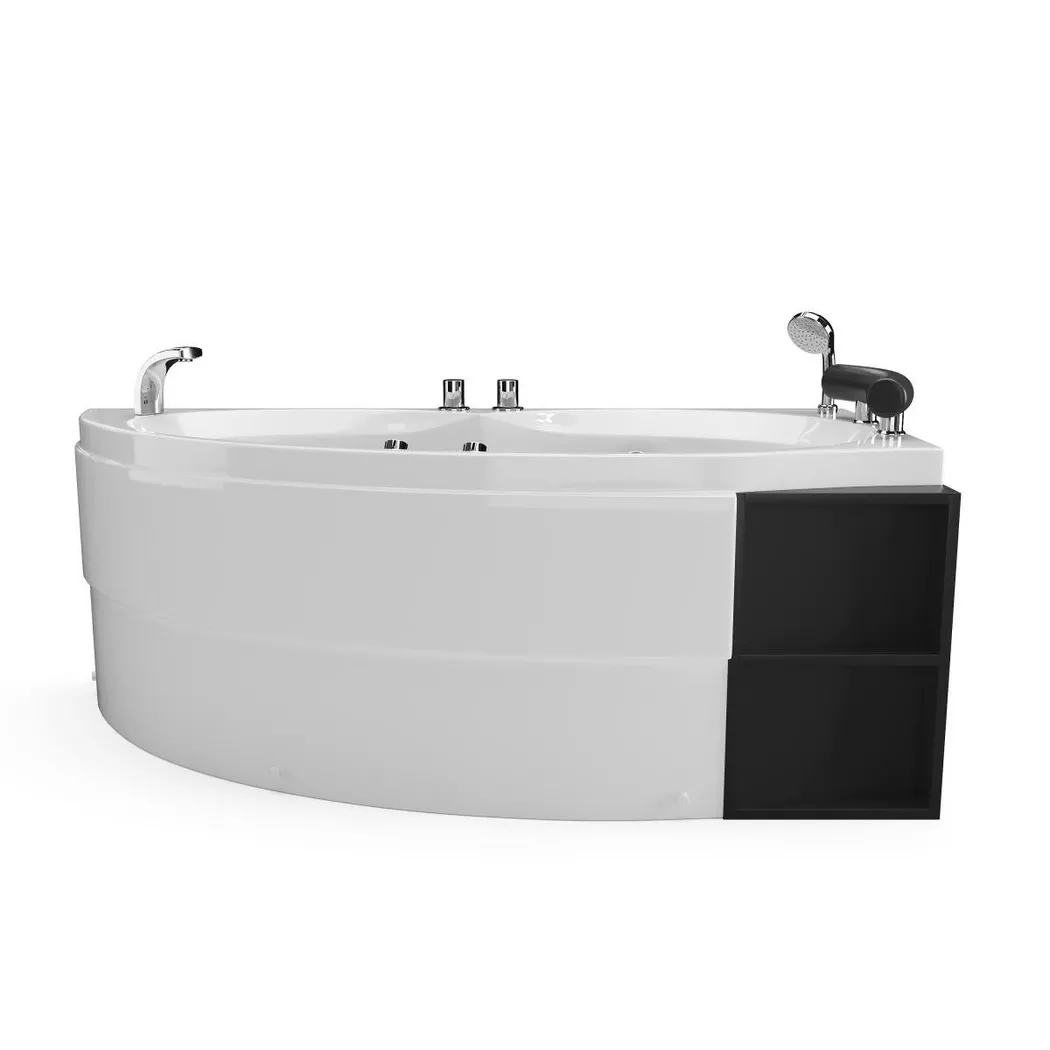 Vente-unique - Vasca Per Balneoterapia Asimmetrica Con Nicchie 1 Posto 150 X 100 Cm Bianca - Angolo A Destra - Luana