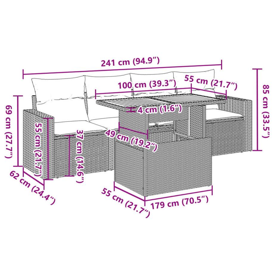 VidaXL Ensemble de canapés de jardin rotin synthétique  