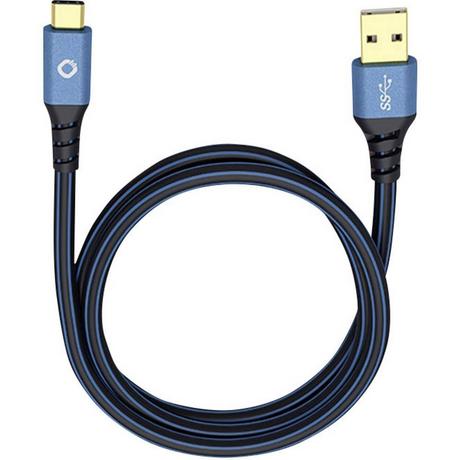 Oehlbach  USB-Kabel USB 3.2 Gen1 (USB 3.0 / USB 3.1 Gen1) USB-A Stecker, USB-C® Stecker 0.50 m Blau vergoldete S 