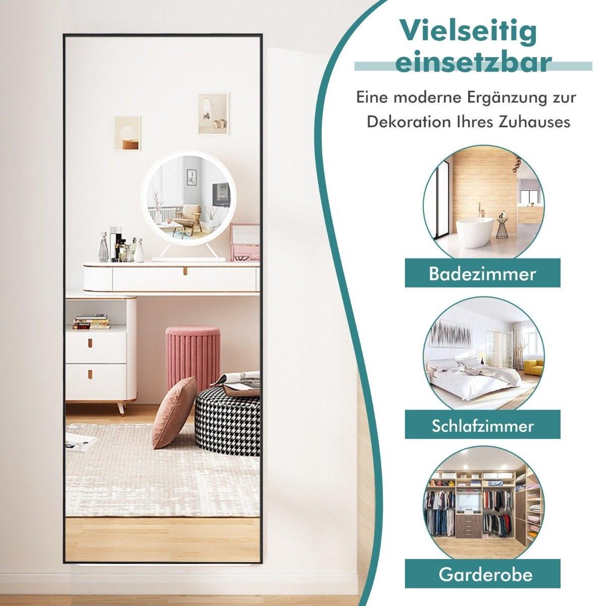 Northio 56 x 150 cm HD Ganzkörperspiegel zum Aufhängen oder Anlehnen Wandspiegel Schwarz  