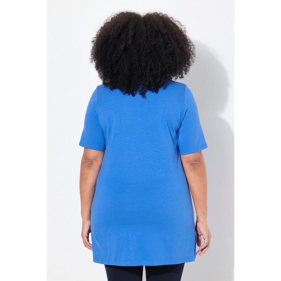 Ulla Popken T-shirt lungo Scollo rotondo Mezze maniche Taglio svasato  