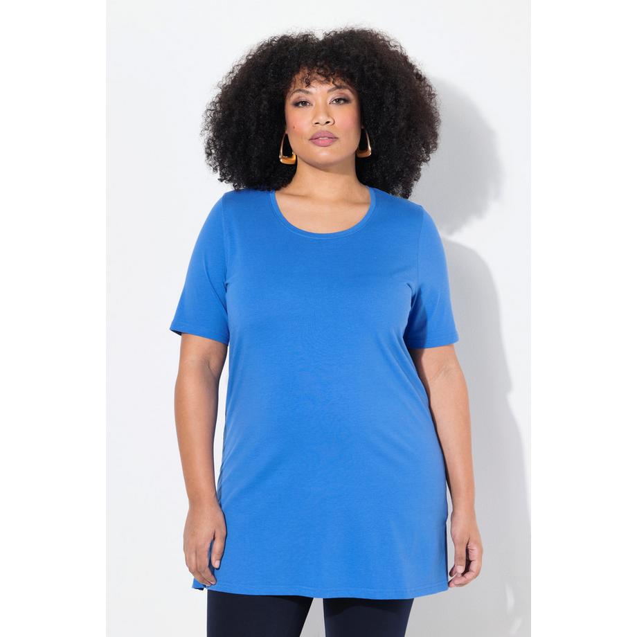 Ulla Popken T-shirt lungo Scollo rotondo Mezze maniche Taglio svasato  