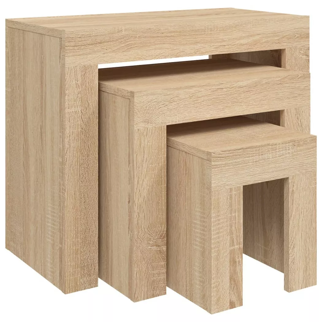 Tables basses gigognes 3 pcs chêne sonoma bois d ingénierie