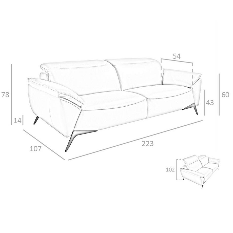 ANGEL CERDA Divano a 3 posti in pelle tortora  