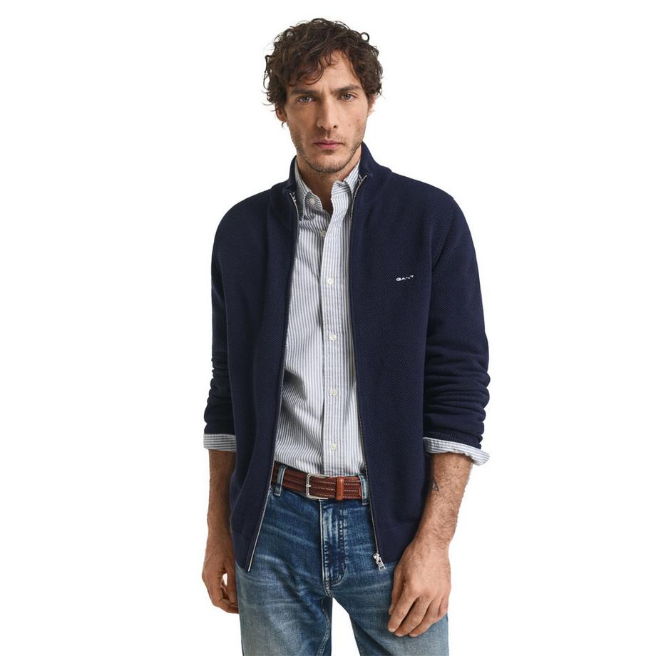 GANT Baumwoll Pique Half Zip Cardigan  