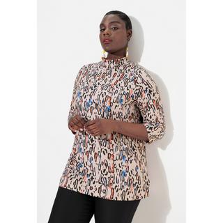 Ulla Popken  Shirt, bedruckt, Ziersteine, Classic, Stehkragen, 3/4-Arm 