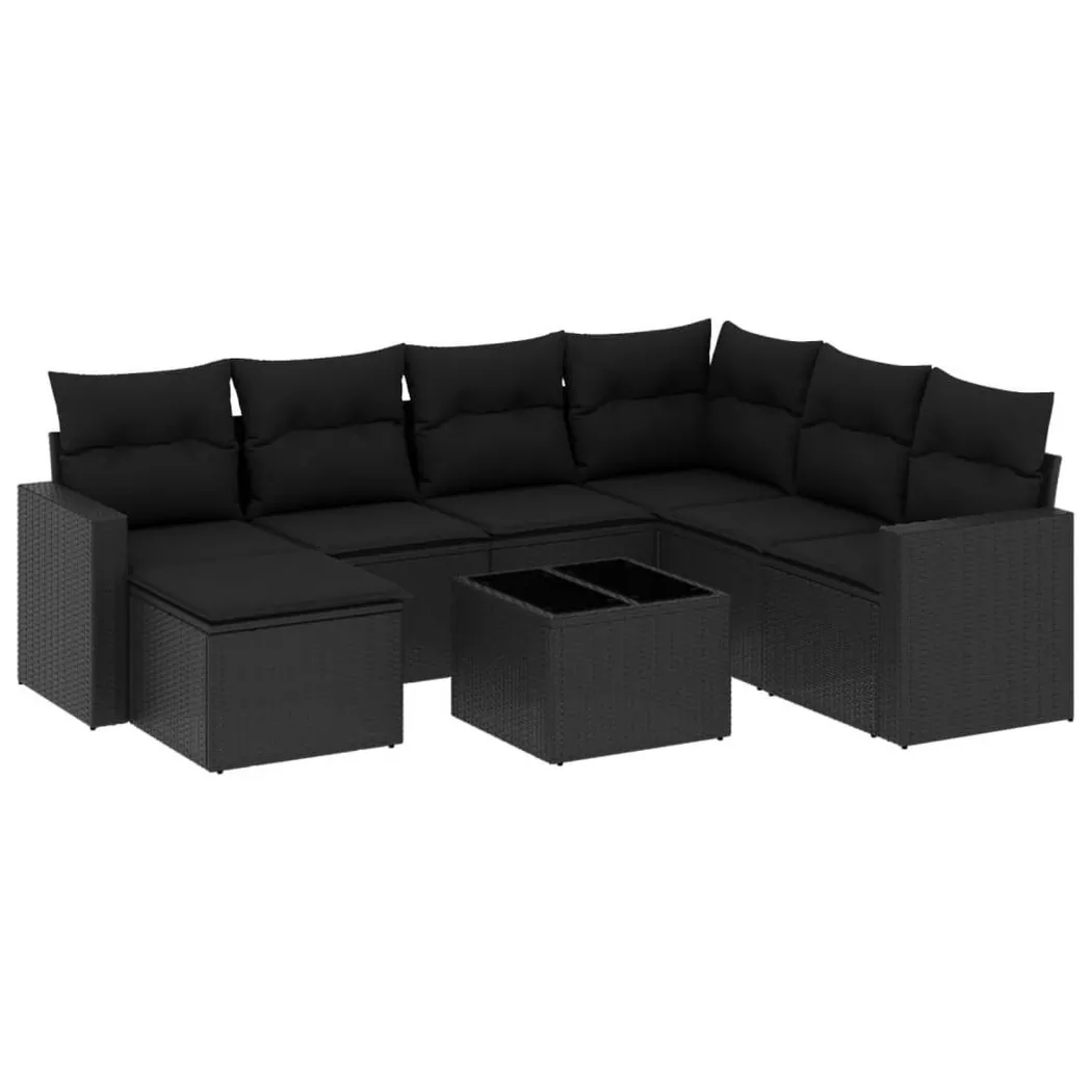Vidaxl - Salon de jardin 8 pcs avec coussins noir résine tressée