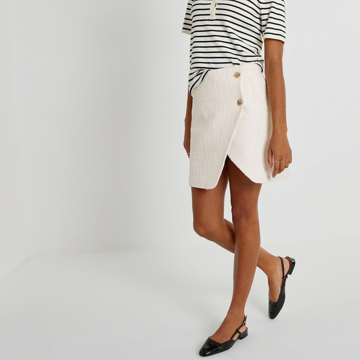 Image of Kurzer Wickelrock Aus Tweed Damen Weiss 44