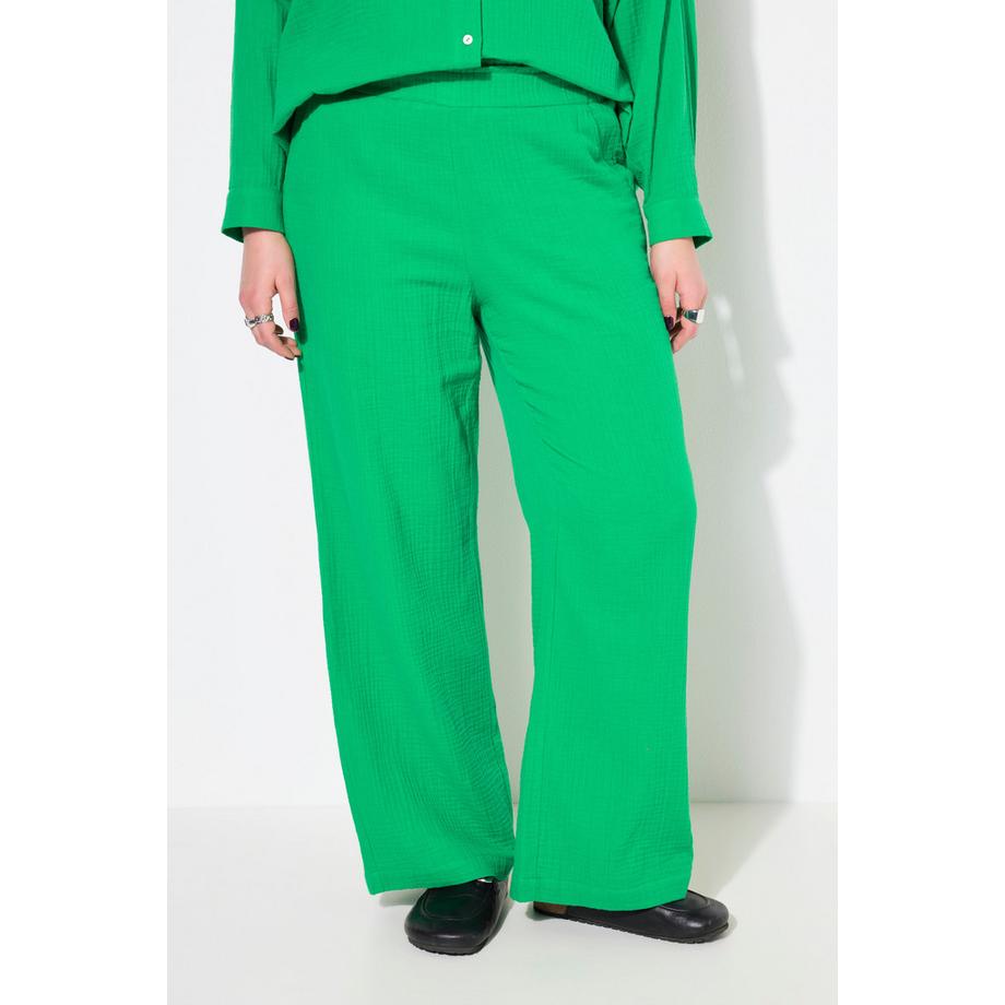 Studio Untold Pantalon en mousseline à jambes larges taille élastique  