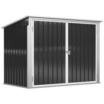 Mülltonnenbox Müllbox Storer Abschließbar Gerätebox Für 2 Mülltonnen Stahl 178,5 X 104,5 X 128,5/113 Cm Schwarz