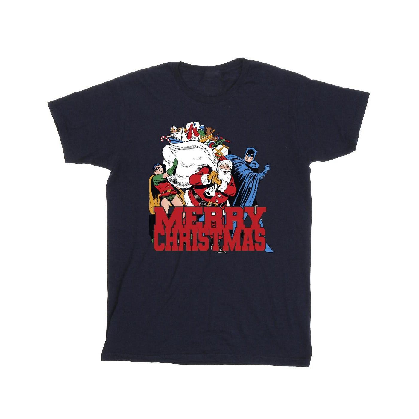 Image of Batman Merry Christmas Comic Tshirt Herren Marine 5XL