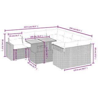 VidaXL Ensemble de canapés de jardin rotin synthétique  