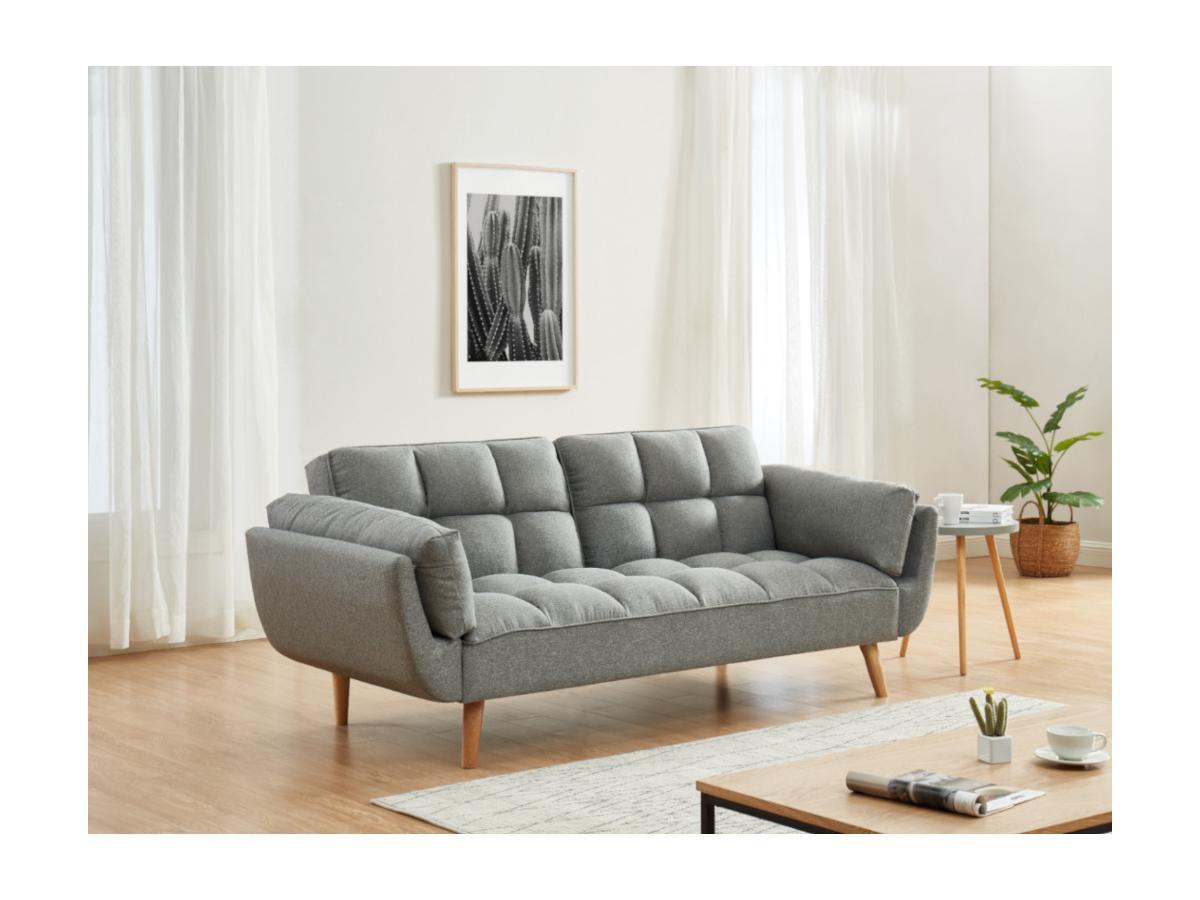 Vente-unique Schlafsofa Klappsofa 3Sitzer Stoff meliert LOELINE  