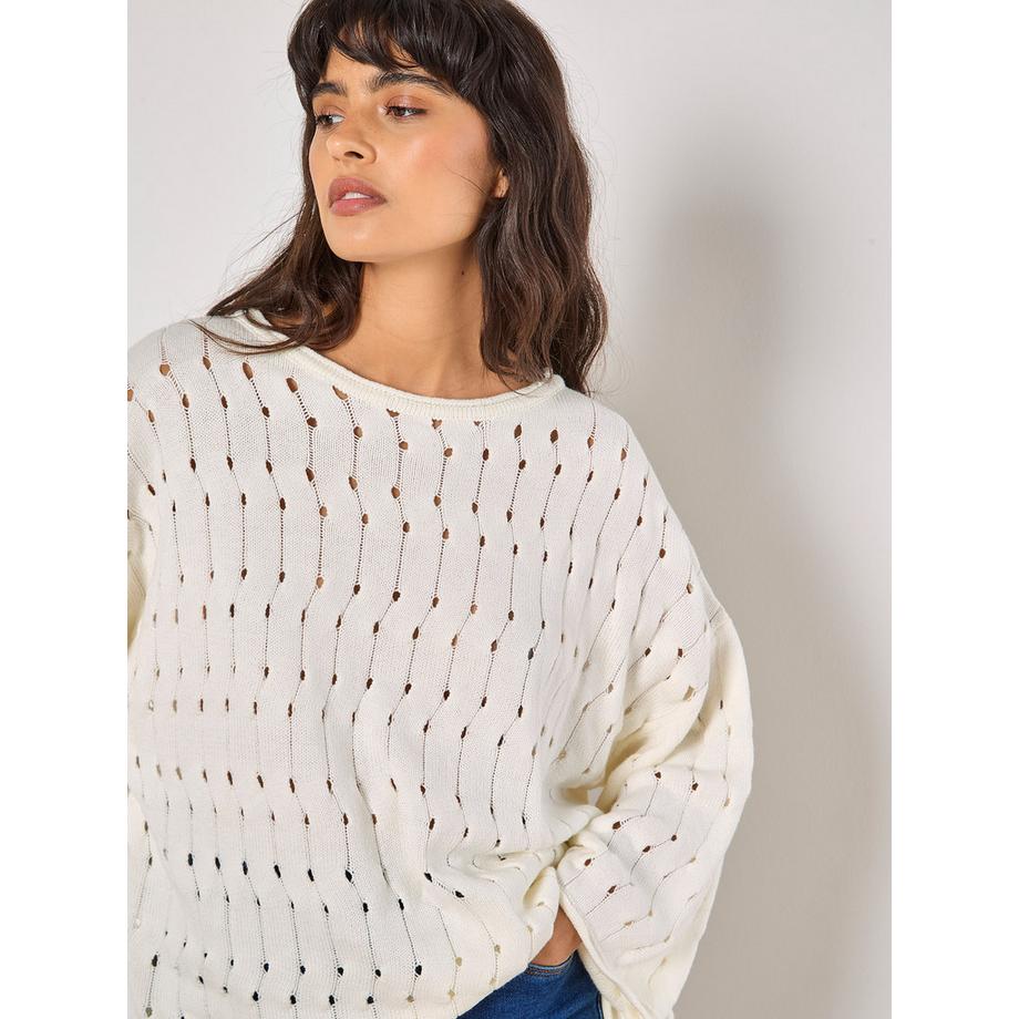 APRICOT Pointelle Pullover mit Glockenärmeln  