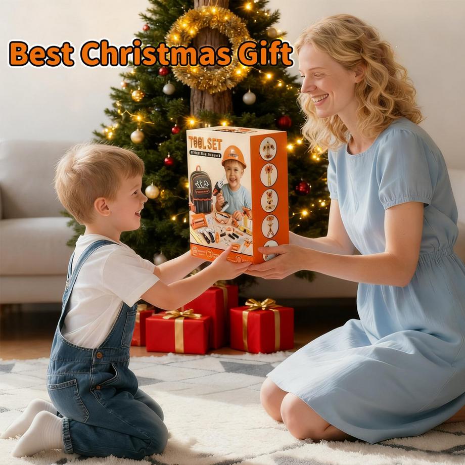 Activity-board  Boîte à outils pour Enfants, Lot de 50 avec sac à dos, Outils pour Enfants avec Perceuse et Casque de Construction 