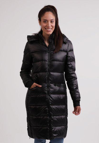 CASH-MERE.CH Lungo Piumino con Cappuccio e Fodera in Cashmere Effetto Lucido  