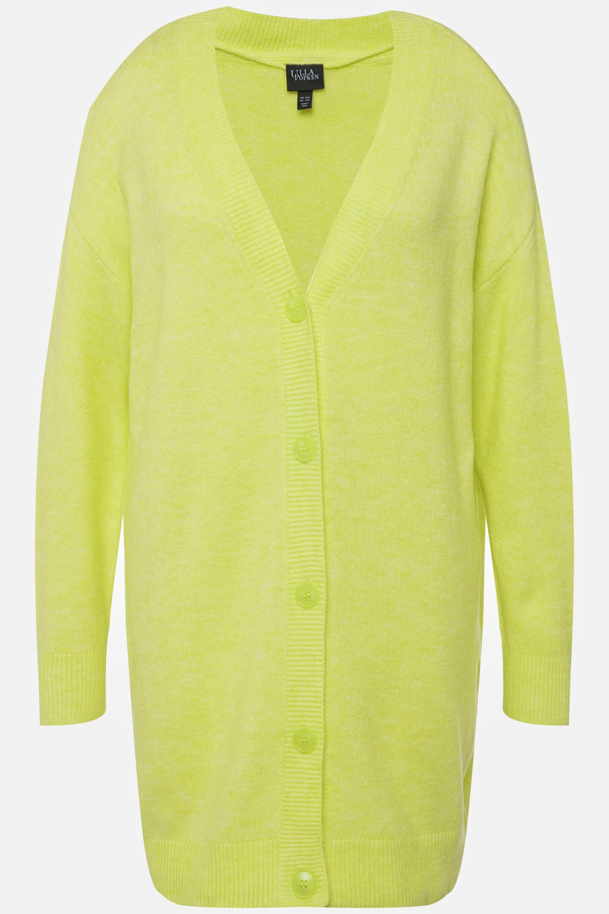 Ulla Popken  Cardigan di maglia fine con taglio squadrato, scollo a V e bottoni 