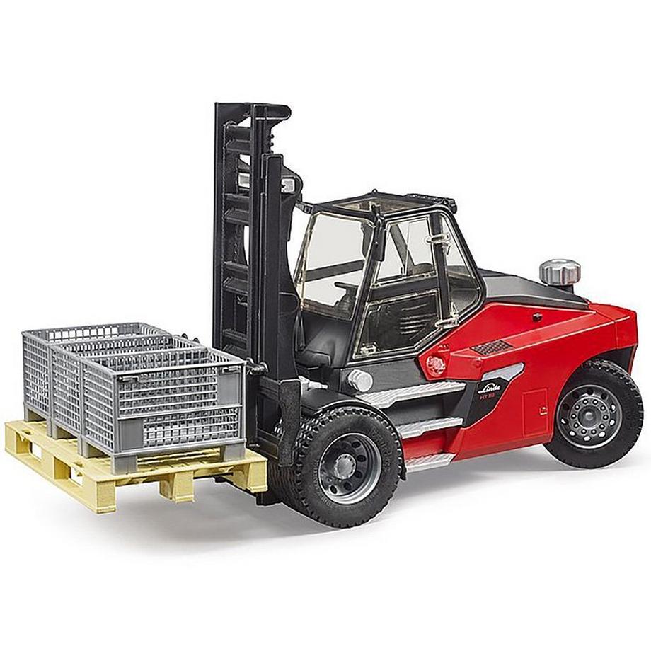 bruder  02513 - Linde HT160D Stapler mit Palette und 3 Gitterboxen 
