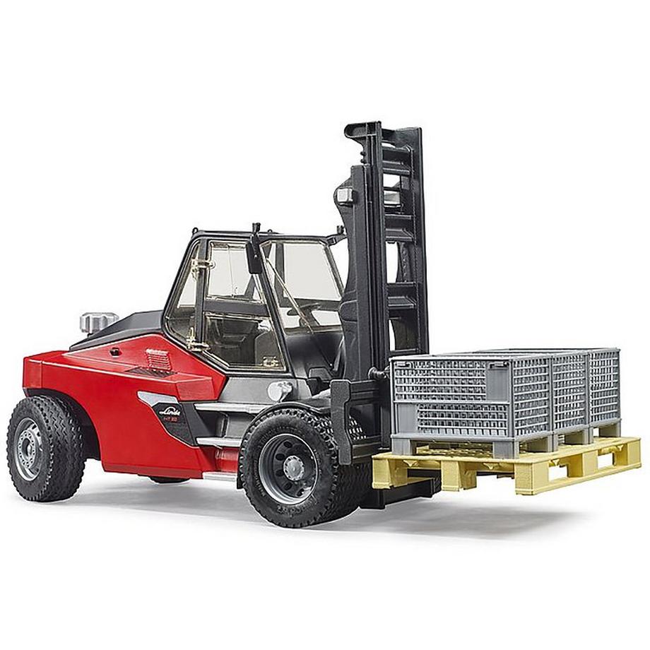 bruder  02513 - Linde HT160D Stapler mit Palette und 3 Gitterboxen 