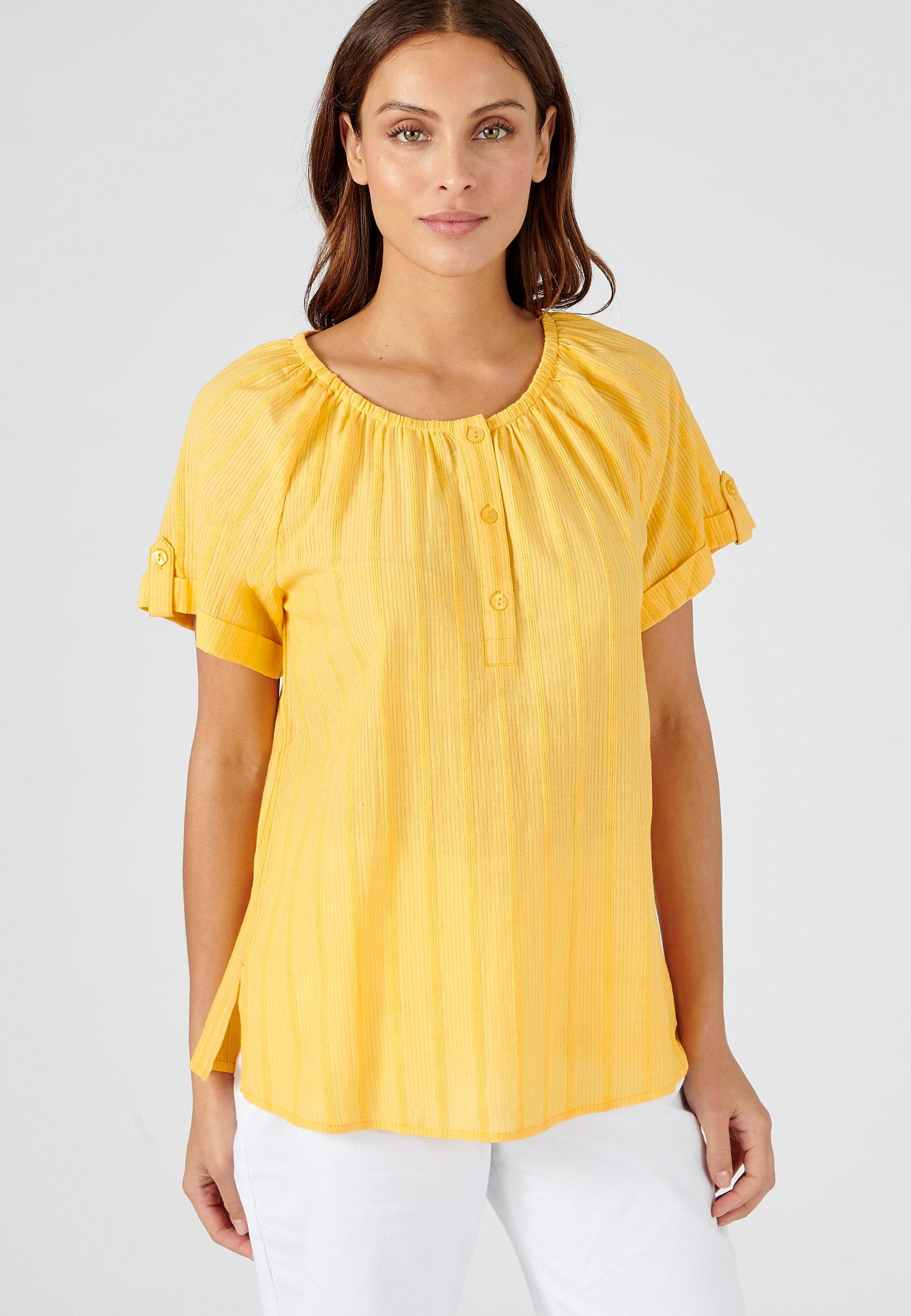 Image of Bluse In Rasteroptik. Damen Gelb 40