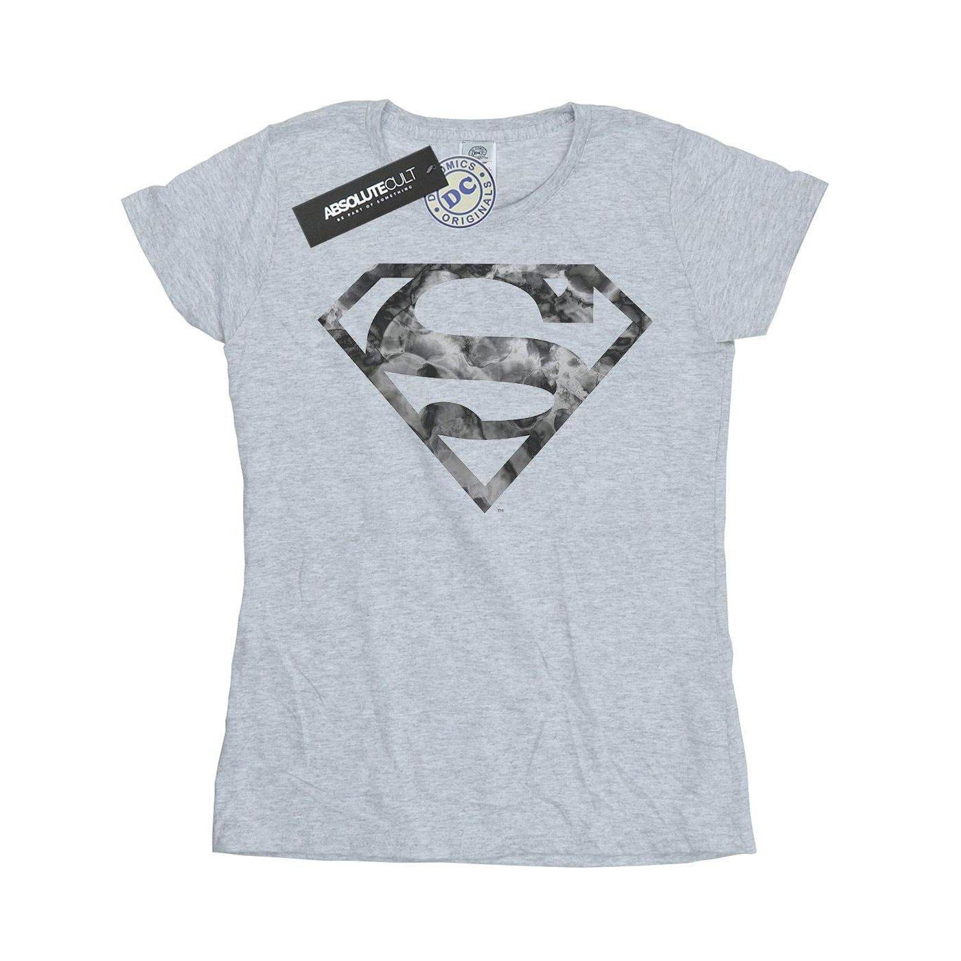 Image of Superman Marble Logo Tshirt Damen Grau M
