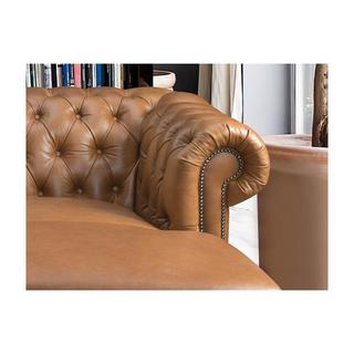 Vente-unique Chesterfield Ecksofa Büffelleder Ecke Rechs Karamell BRENTON  