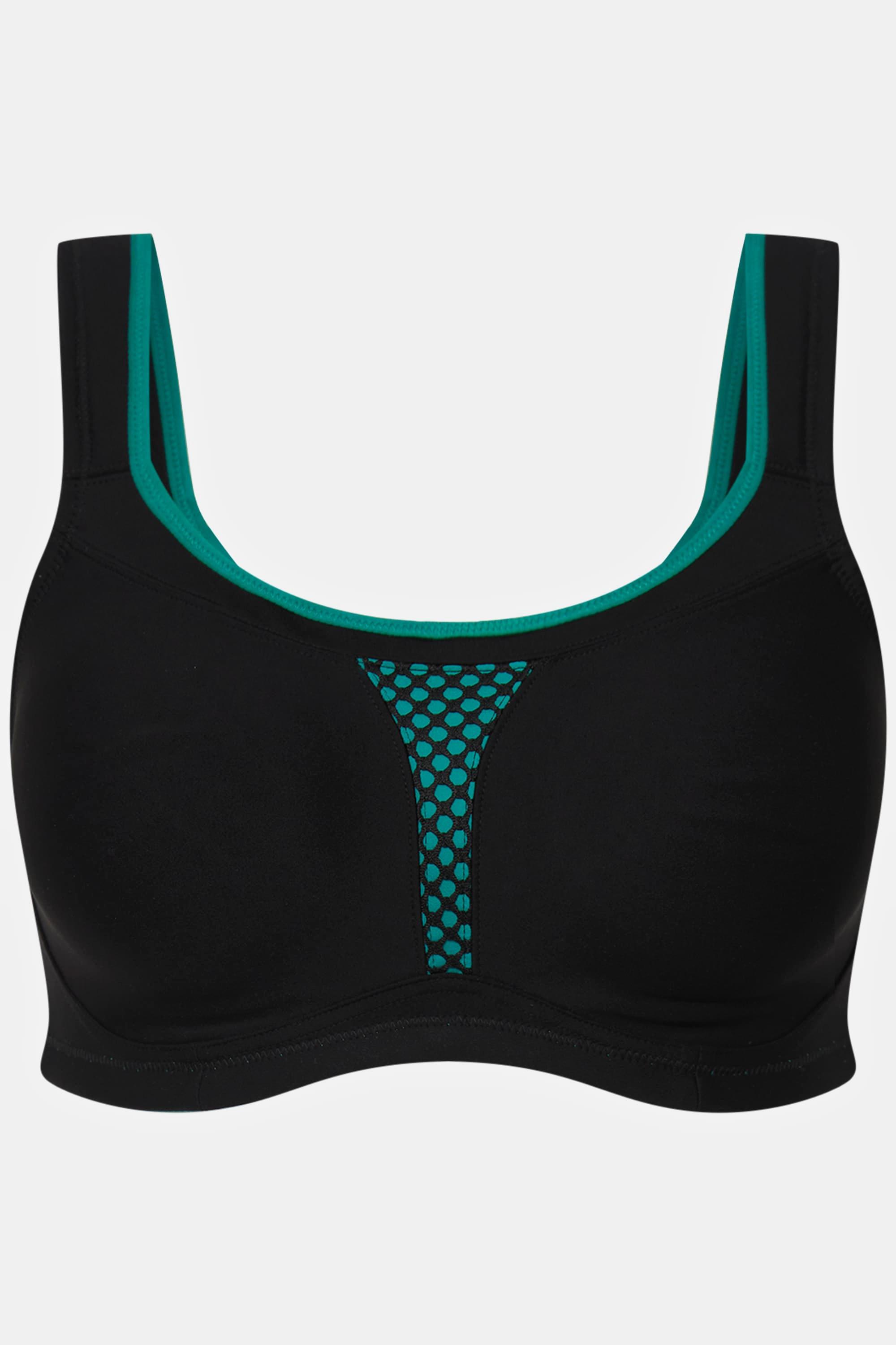 Ulla Popken  Soutien-gorge de sport, sans armatures. Empiècement en mesh. Bonnet C-E. 