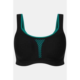 Ulla Popken  Soutien-gorge de sport, sans armatures. Empiècement en mesh. Bonnet C-E. 