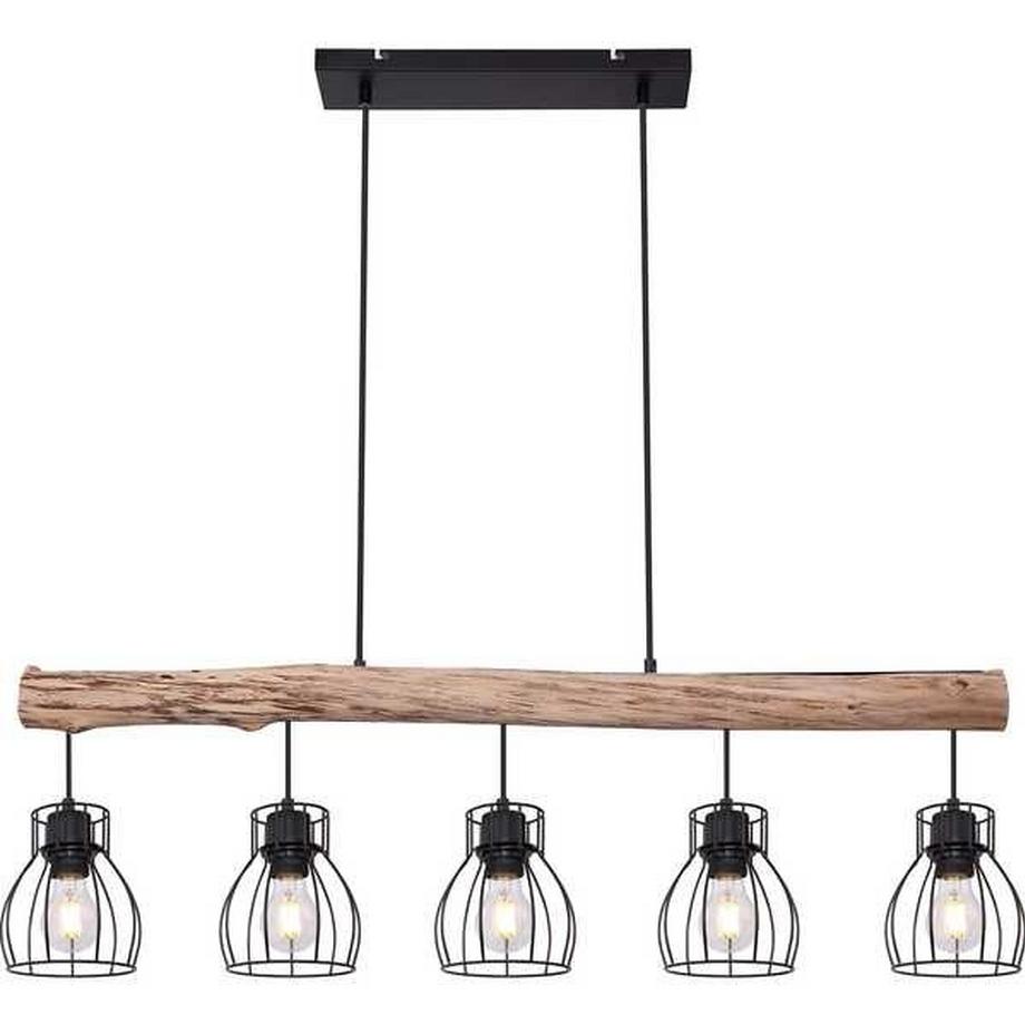 mutoni Lampe à suspension Mina métal noir 5xE27  