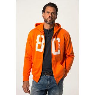 JP1880  Hoodiejacke, Sweat, Kapuze, Metall-Zipper, Badges, Kängurutasche 