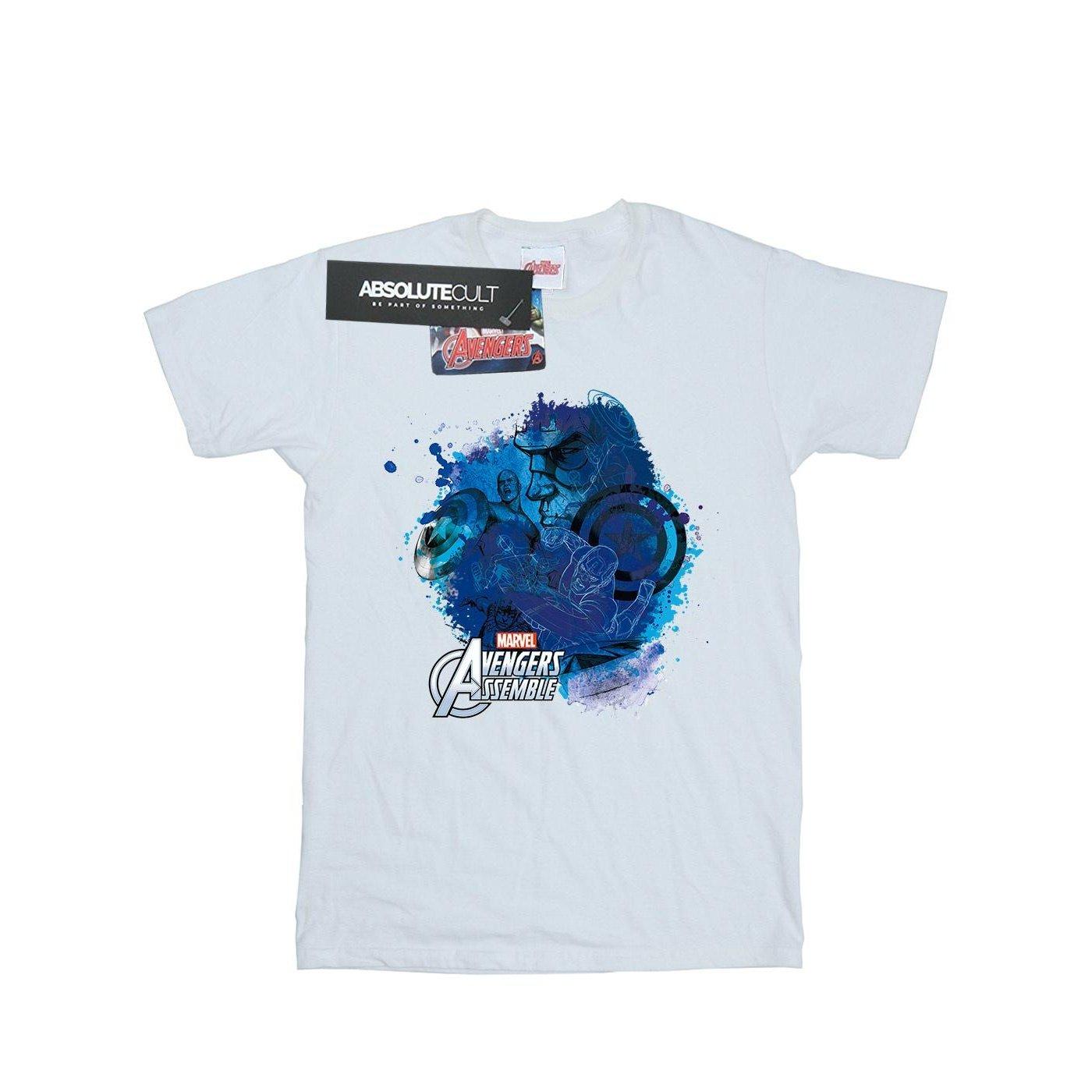 Image of Captain America Montage Tshirt Damen Weiss L