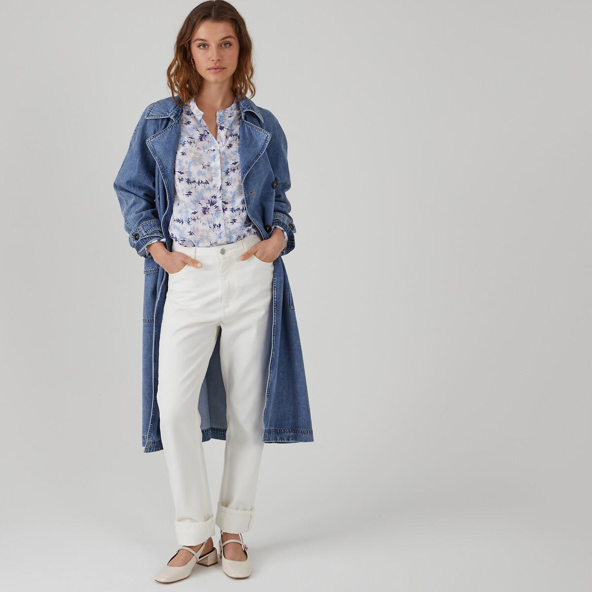 Image of Denim-trenchcoat Aus Lyocell/baumwolle Damen Blau M