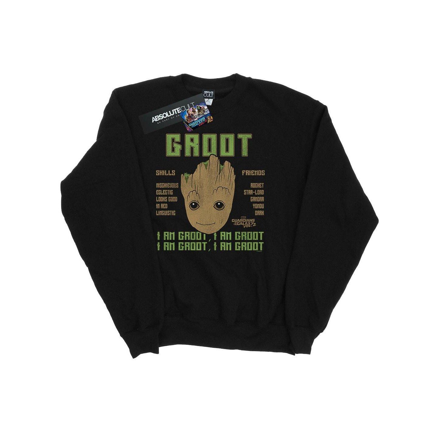 Image of Guardians Of The Galaxy Vol. 2 Groot Skills Sweatshirt Unisex Schwarz 152-158