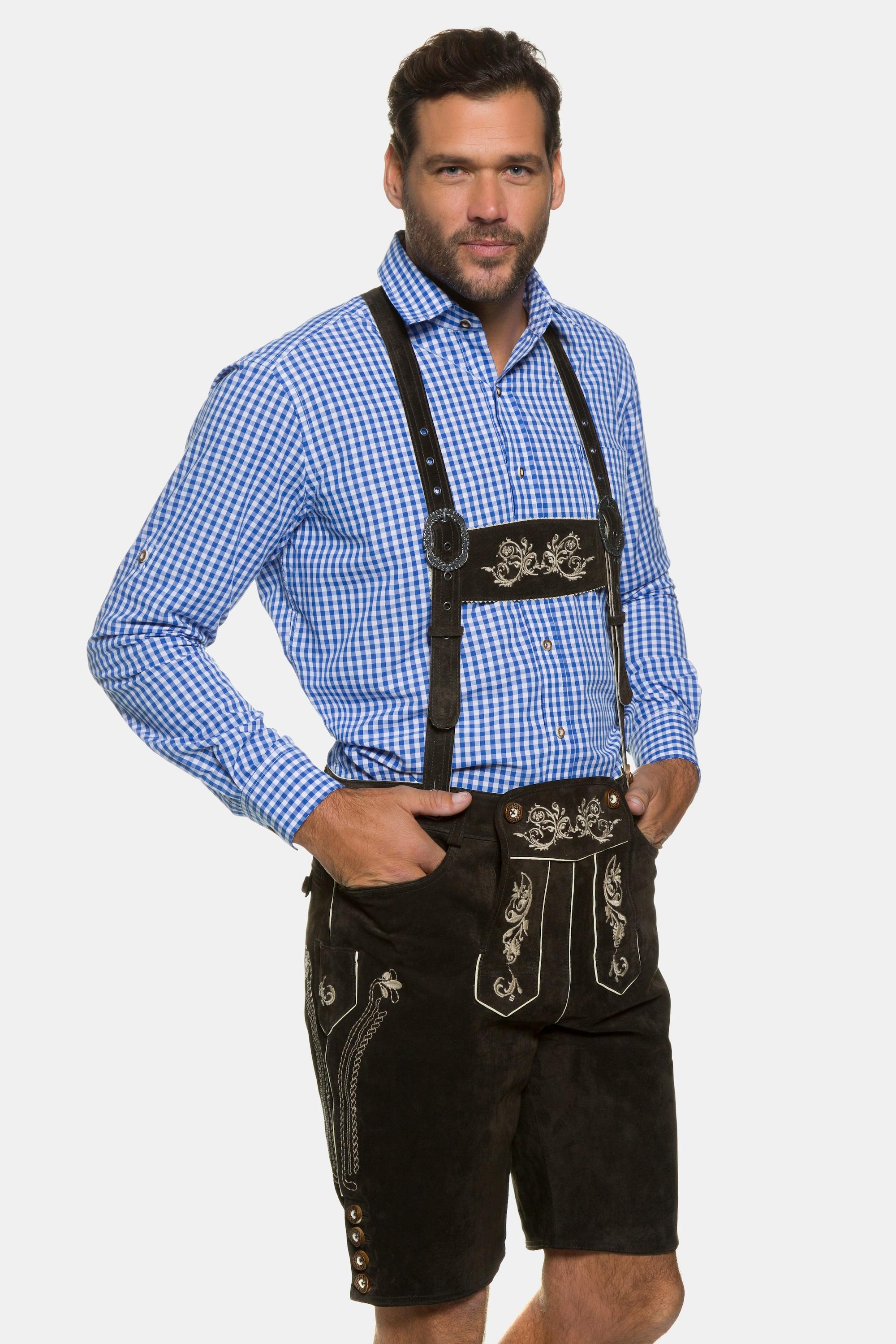 JP1880  Lederhosen in tradizionale stile Tracht in pelle vera con ricami 