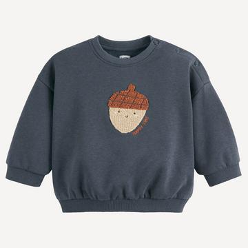 Sweatshirt mit Druckknöpfen aus Molton mit Haselnuss-Print in Bouclé