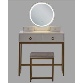 Beliani  Coiffeuse avec miroir et tabouret en MDF Glamour AUXON 