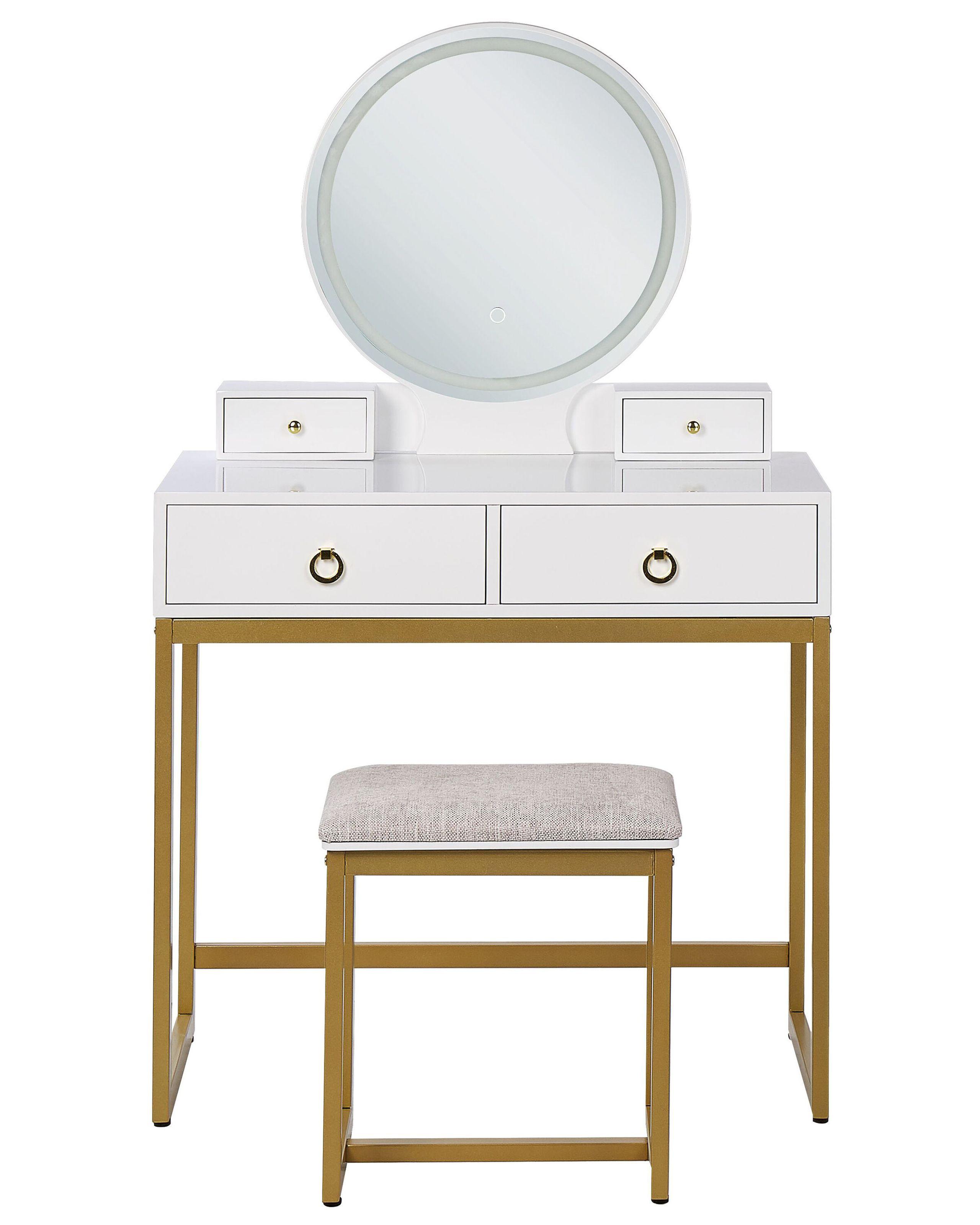 Beliani  Coiffeuse avec miroir et tabouret en MDF Glamour AUXON 