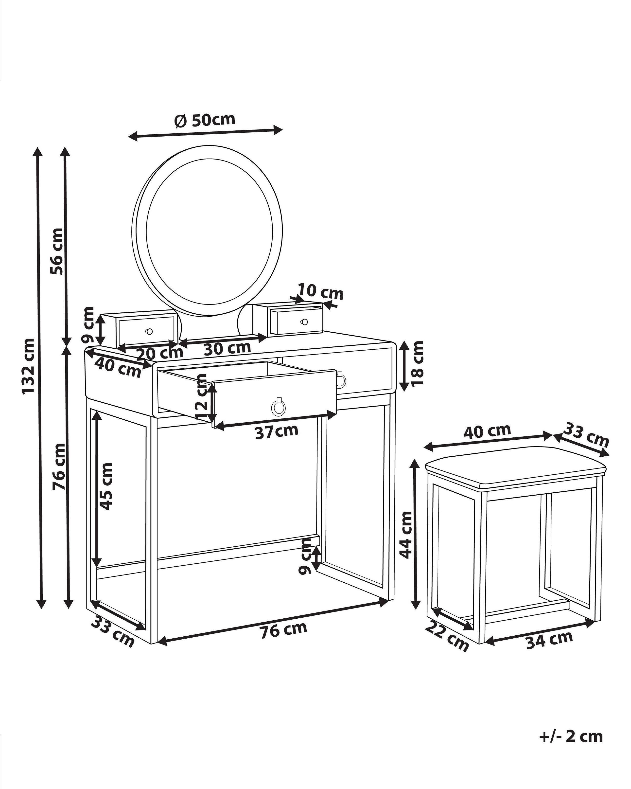 Beliani  Coiffeuse avec miroir et tabouret en MDF Glamour AUXON 