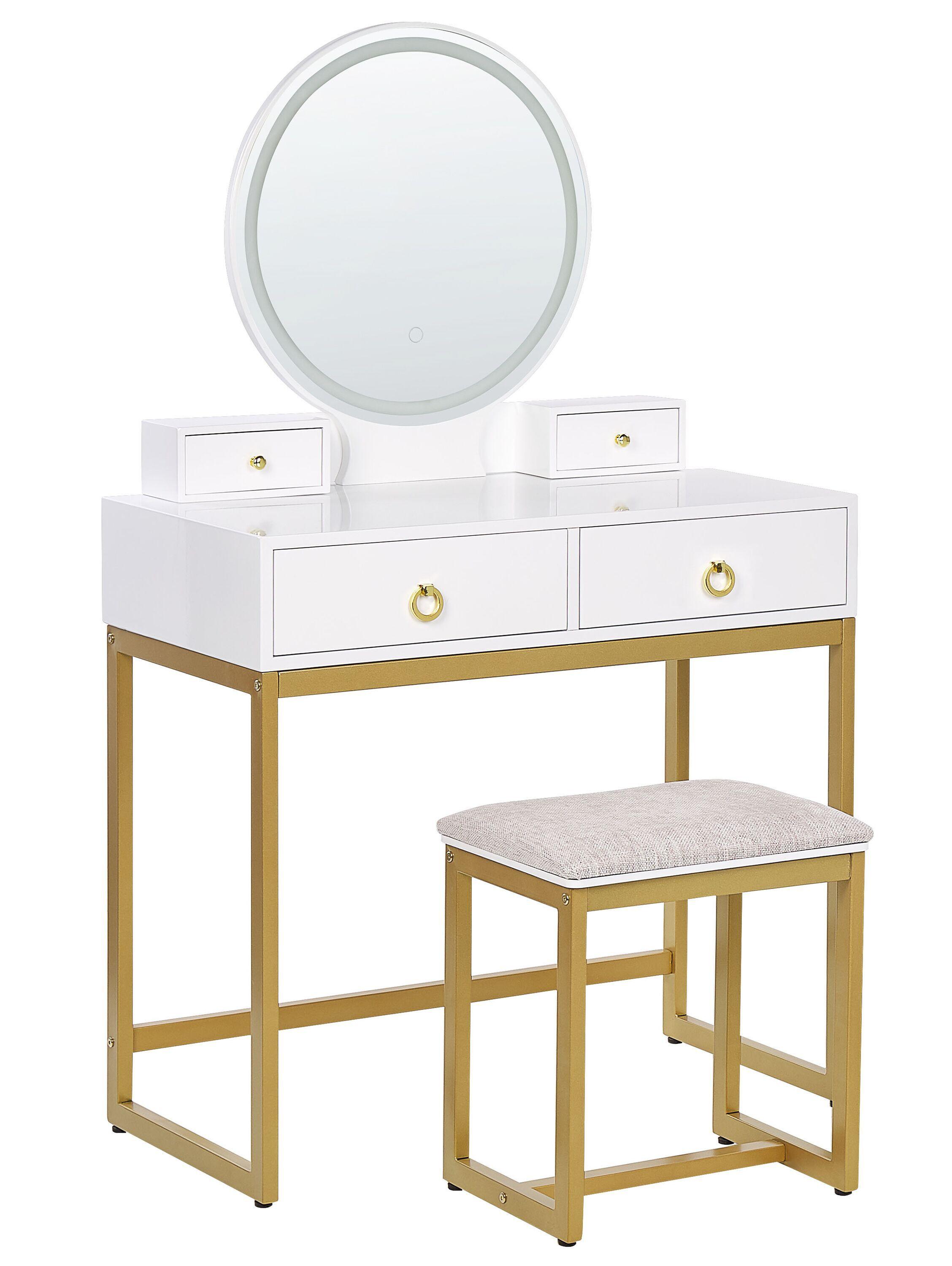 Beliani  Coiffeuse avec miroir et tabouret en MDF Glamour AUXON 