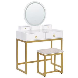 Beliani  Coiffeuse avec miroir et tabouret en MDF Glamour AUXON 