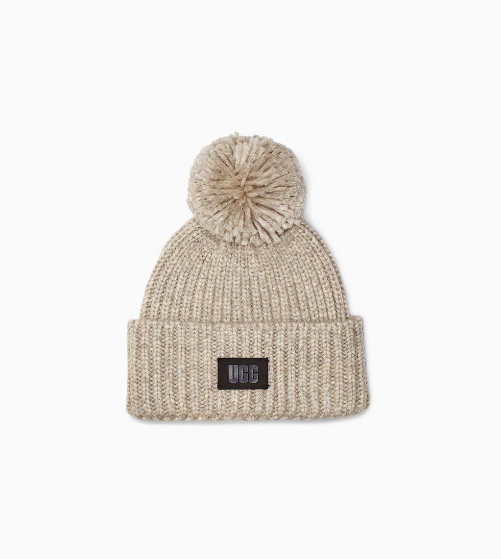 Image of W Chunky Rip Knit Beanie W Pom-0 Damen Sand ONE SIZE