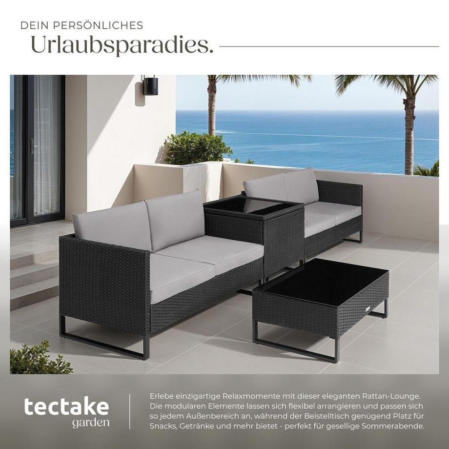 Tectake Canapé de jardin lounge en rotin OSTUNI pour 4 personnes  