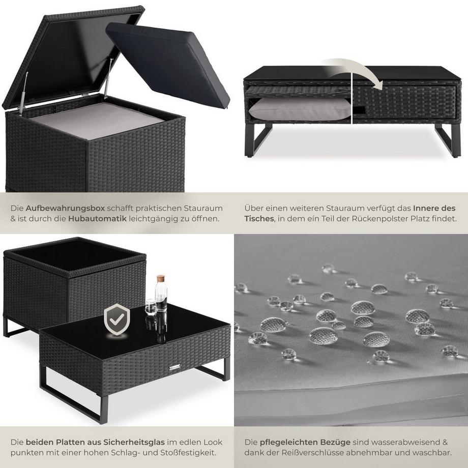 Tectake Canapé de jardin lounge en rotin OSTUNI pour 4 personnes  