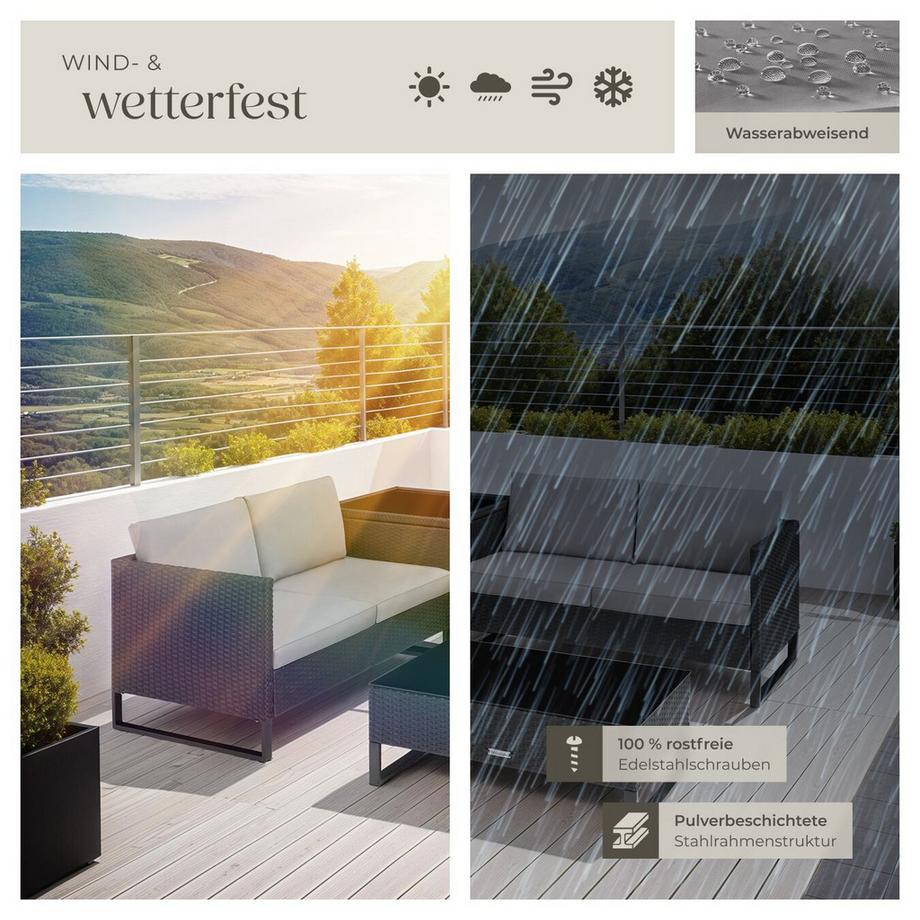 Tectake Canapé de jardin lounge en rotin OSTUNI pour 4 personnes  