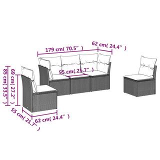 VidaXL Ensemble de canapés de jardin rotin synthétique  