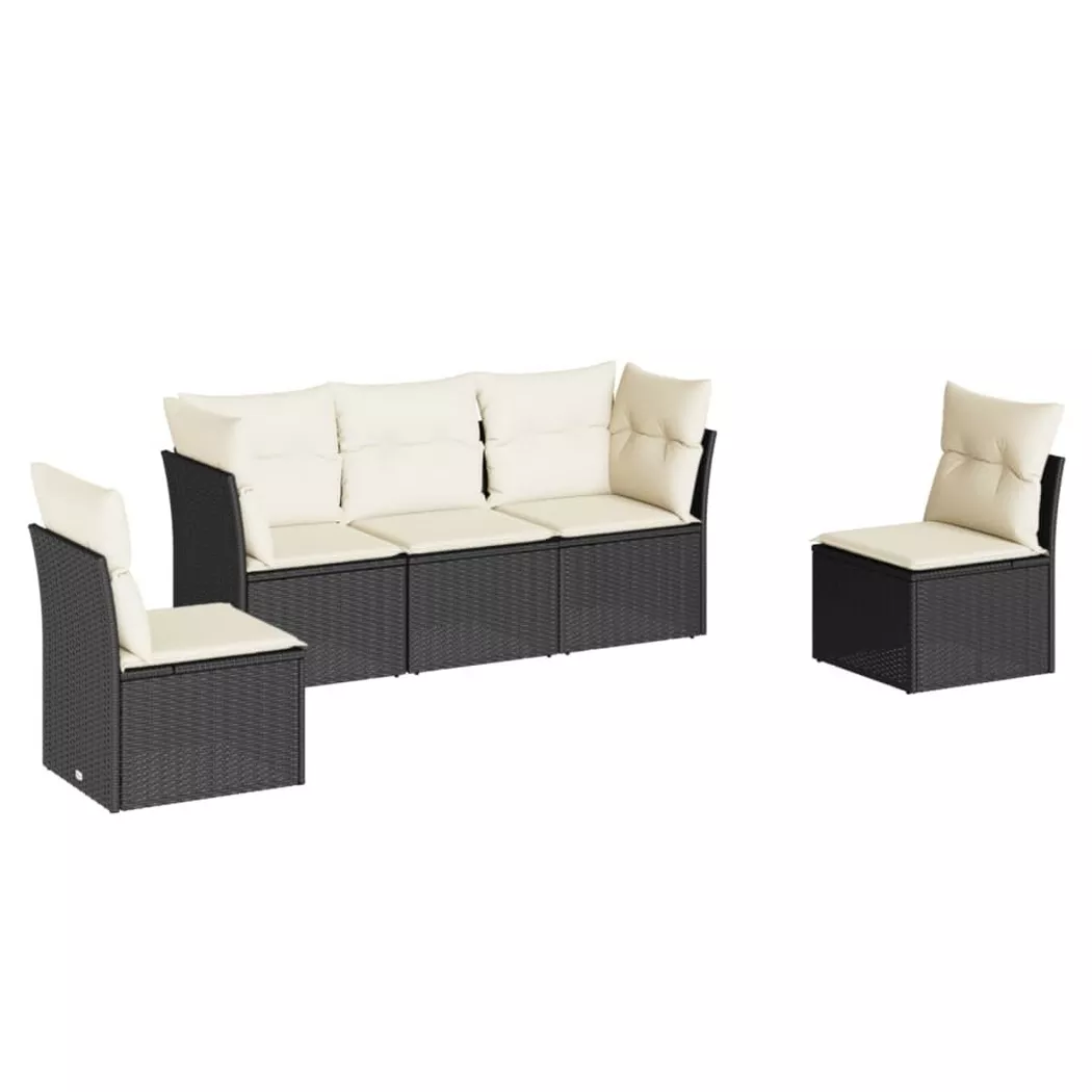 VidaXL - set divano da giardino Polirattan, One Size, Nero