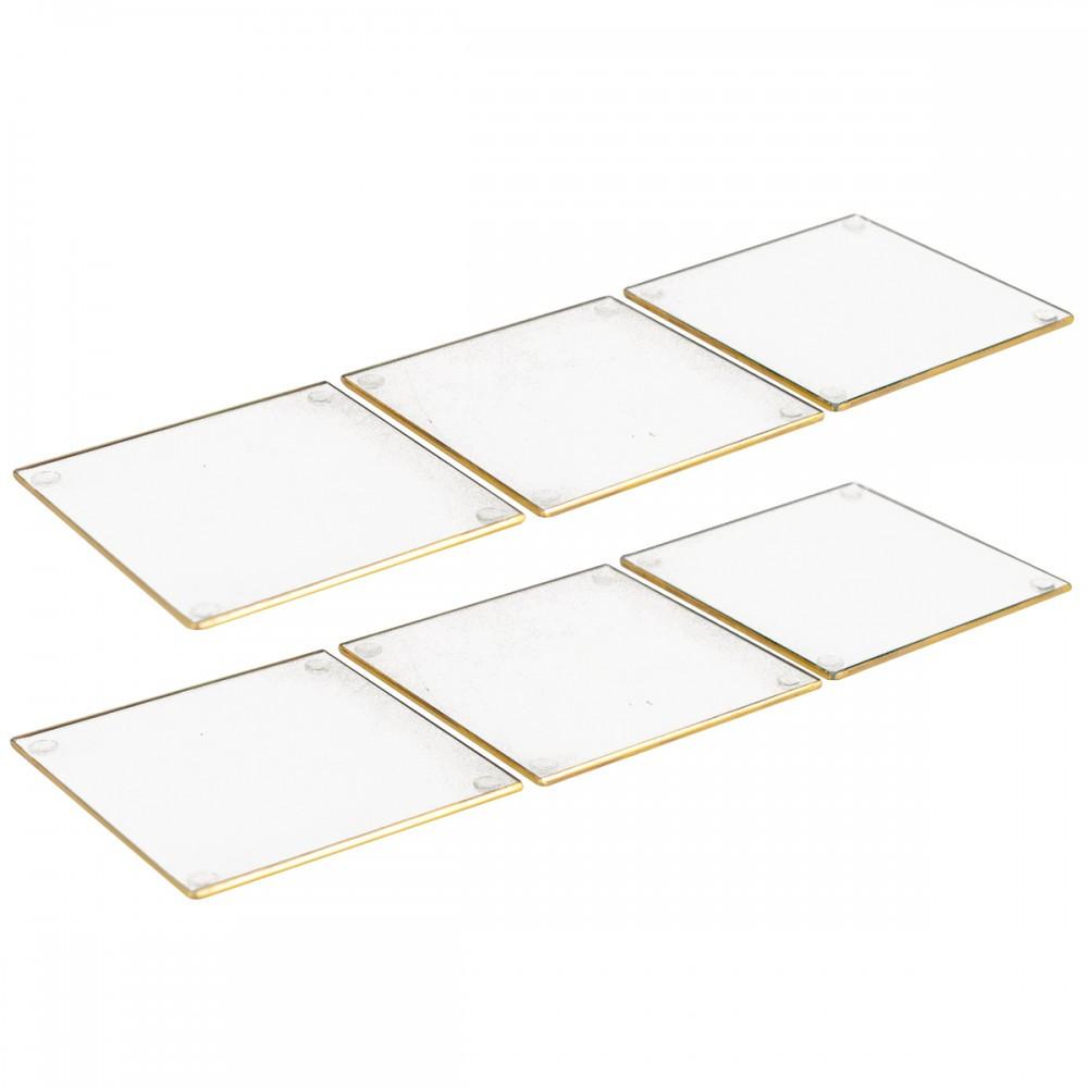 Aulica  Set 6 dessous de verre carrés avec bord doré 